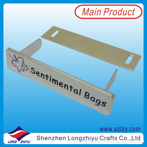 Customized Silver Engraved Logo Label for Handbag (LZY-10000368)